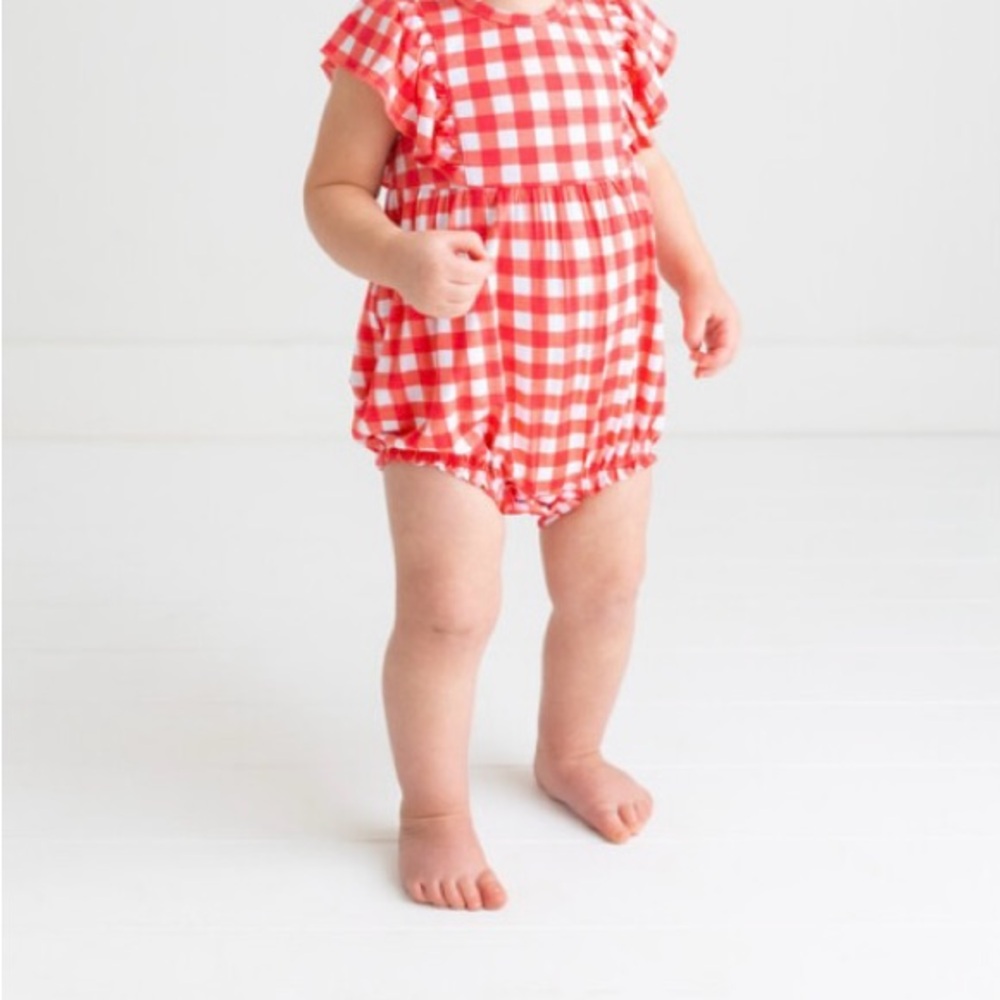 Posh Peanut Red and White Gingham One-Piece Bodysuit